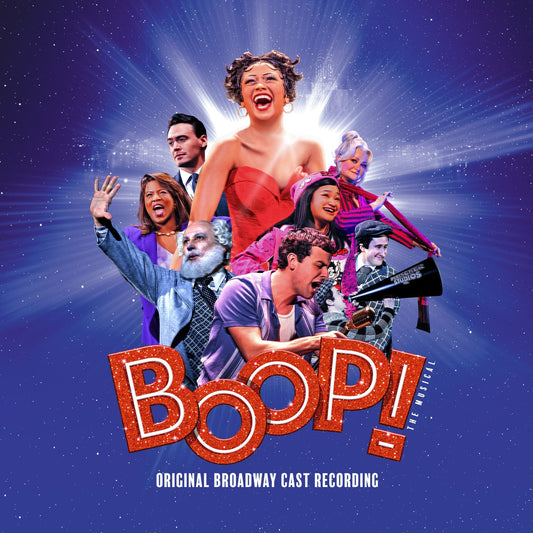 Album cover for 'Boop!' with cast members and a blue starry background