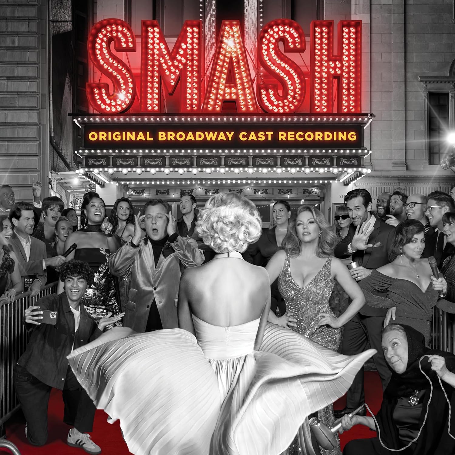 Album cover for 'SMASH' Original Broadway Cast Recording with a crowd and theater marquee.